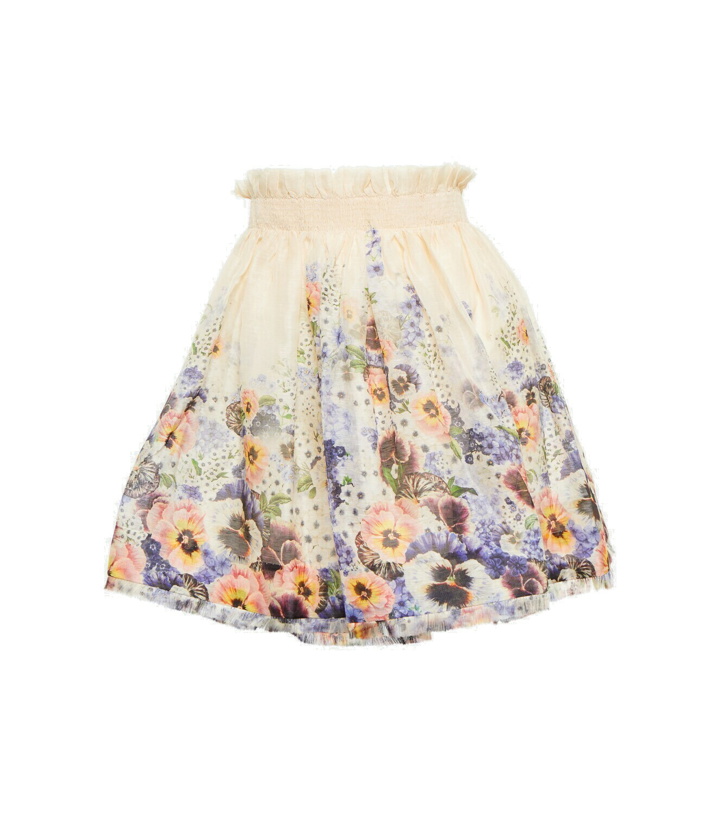 Photo: Zimmermann - Tama floral linen and silk miniskirt