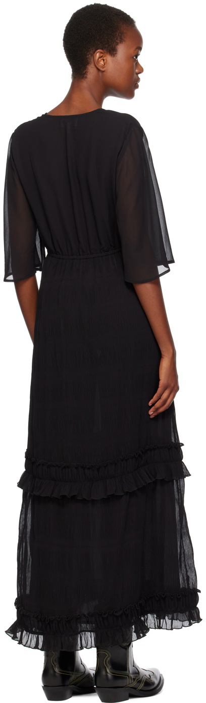 GANNI Black Pleated Maxi Dress