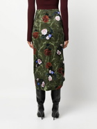 DRIES VAN NOTEN - Rose Print Velvet Long Skirt