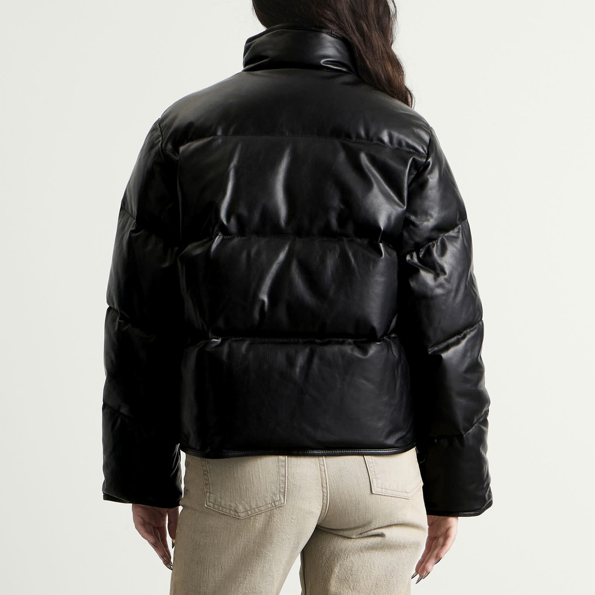 Nothing Written Women's Lambskin Leather Puffer in Black