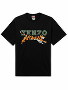 KENZO - Logo-Embroidered Cotton-Jersey T-Shirt - Black