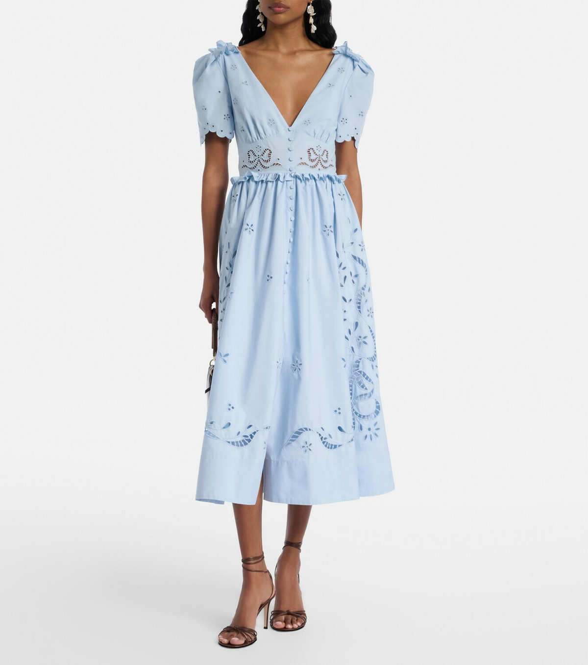 Self-Portrait Broderie anglaise cotton-blend midi dress
