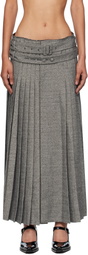 OPEN YY Gray Double Belted Maxi Skirt