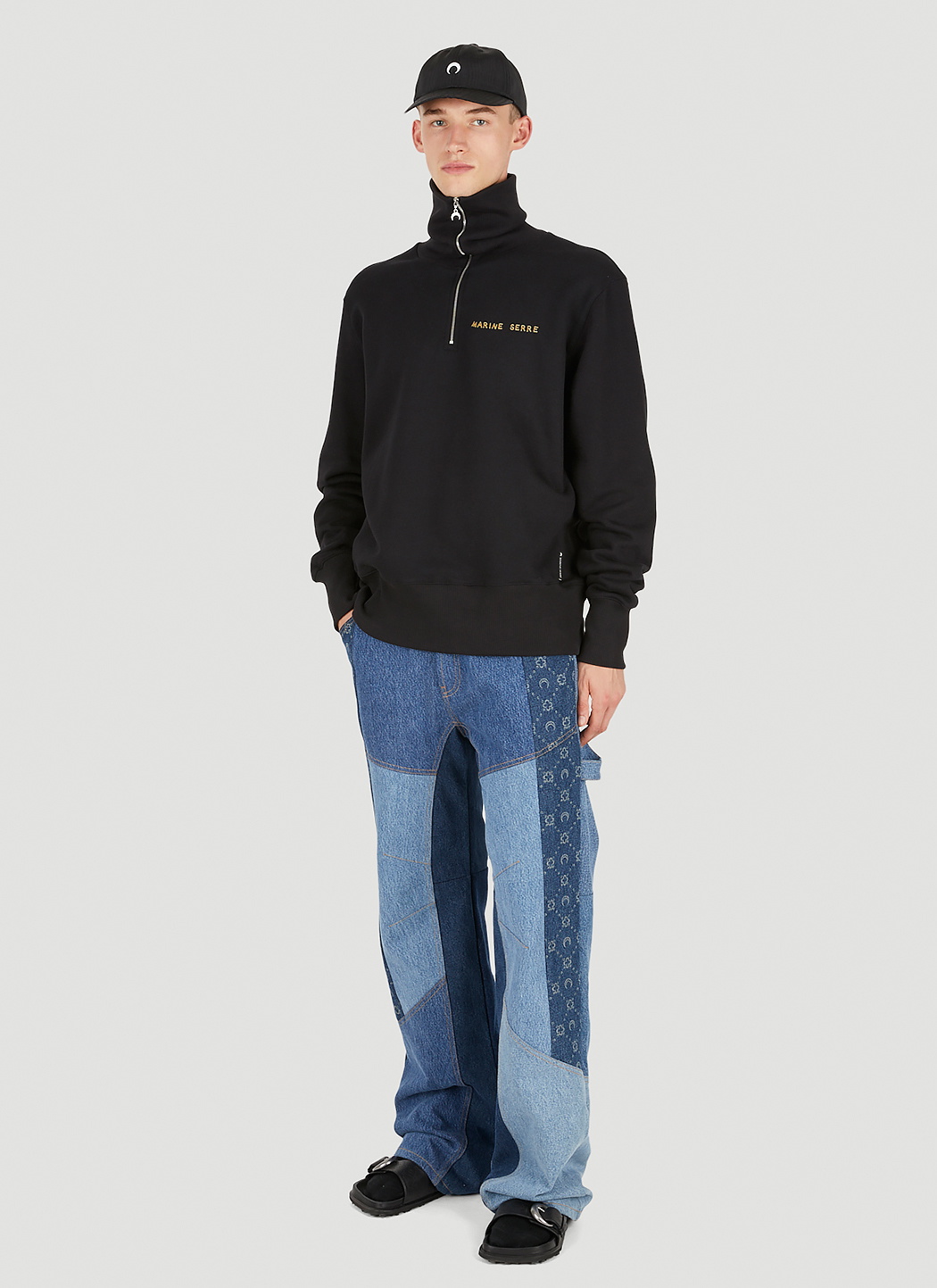 Marine Serre Ornament Half Zip Sweater