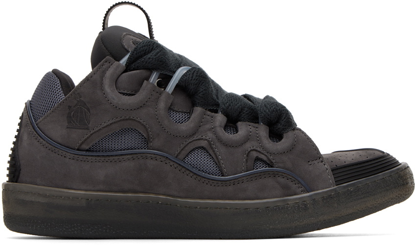 Lanvin Curb panelled suede sneakers - Grey
