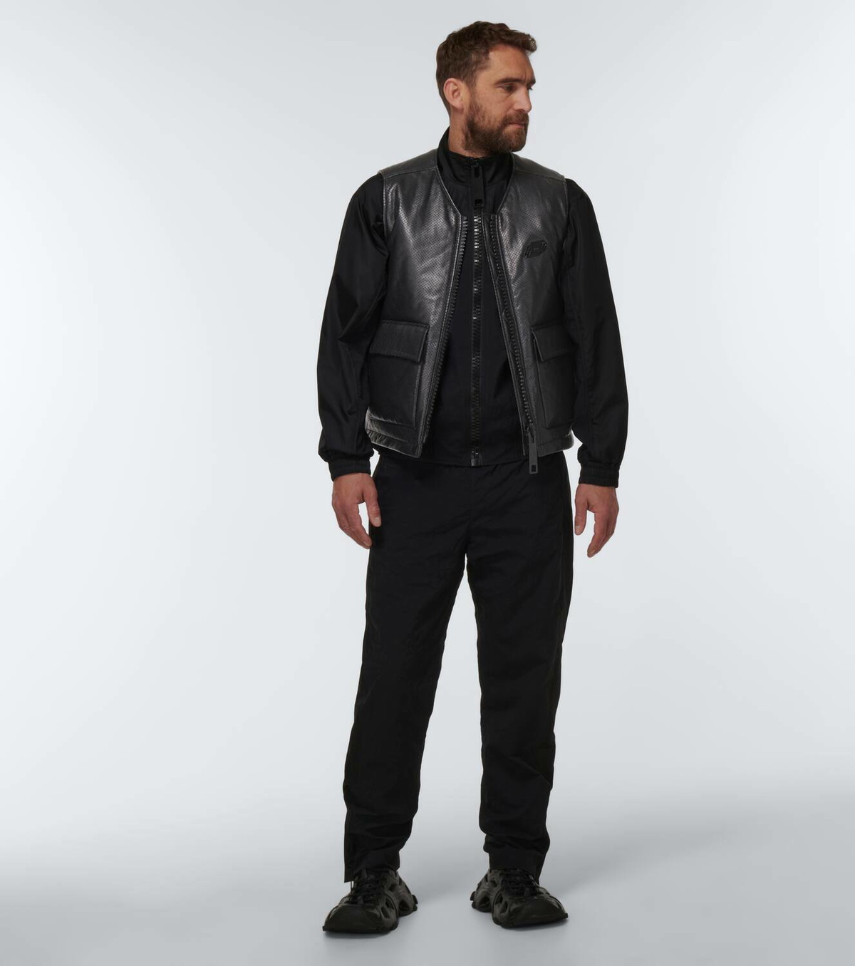 Due Diligence Perforated leather down vest