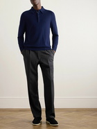 Paul Smith - Embroidered Merino Wool Polo Shirt - Blue