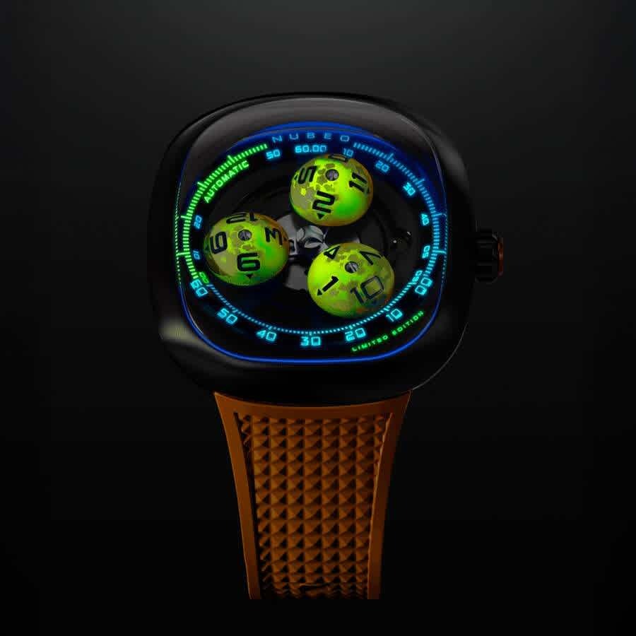 Nubeo Tri-Star Orbit Orange Dial Mens Watch NB-6116-07