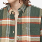 Portuguese Flannel Men's Farm Button Down Check Shirt in Green/Orange/Stone