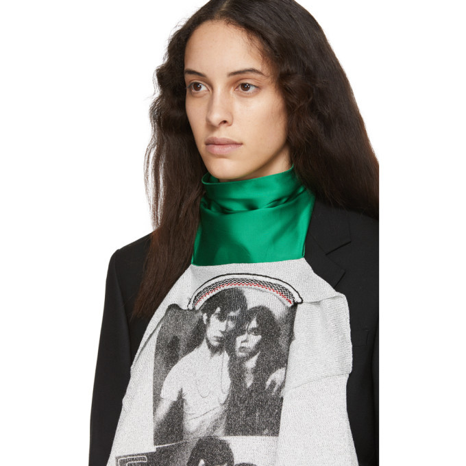 Raf Simons Green and Silver T-Shirt Scarf