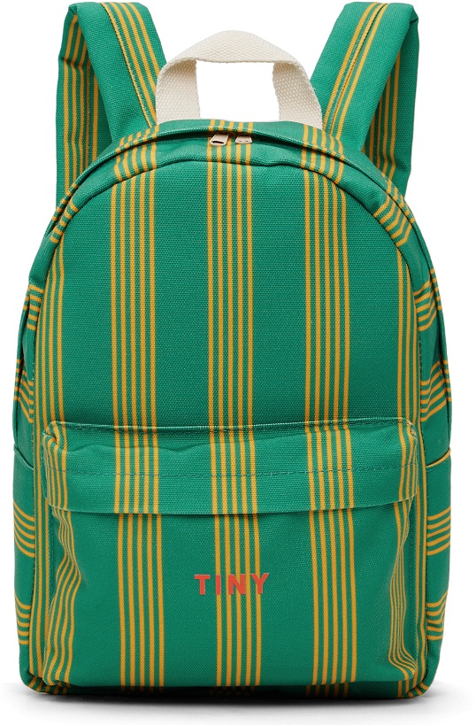 Photo: TINYCOTTONS Kids Green Fine Lines Backpack