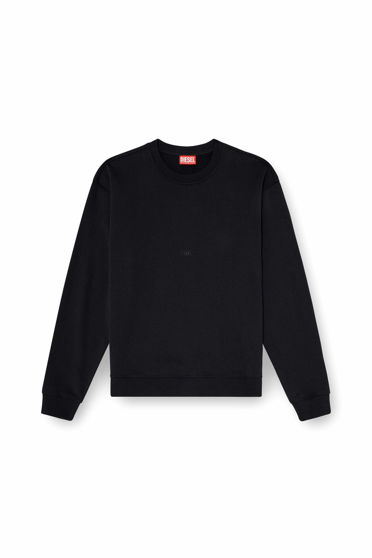 Diesel Cotton sweatshirt with micro logo embroidery - Sweaters Mens in Black