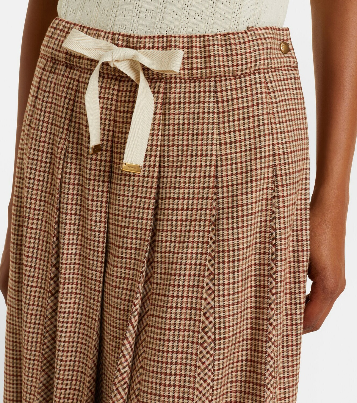 Moncler Checked pleated midi skirt