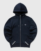 Fred Perry Hooded Zip Through Sweatshirt Blue - Mens - Hoodies|Zippers