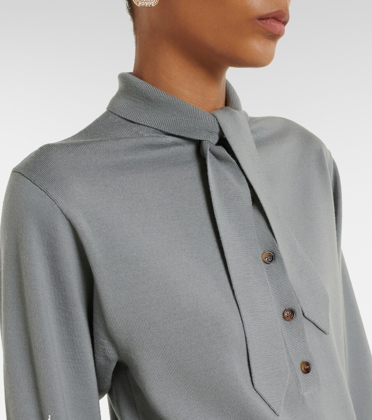Valentino Tie-neck virgin wool sweater