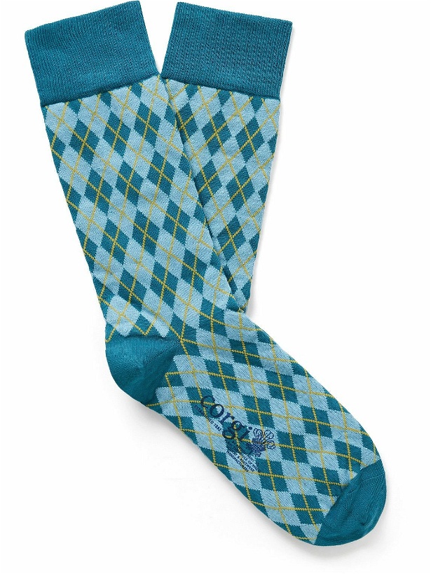 Photo: Kingsman - Argylle Cotton and Nylon-Blend Socks - Blue