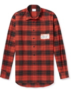 VETEMENTS - Logo-Print Checked Cotton-Flannel Shirt - Red