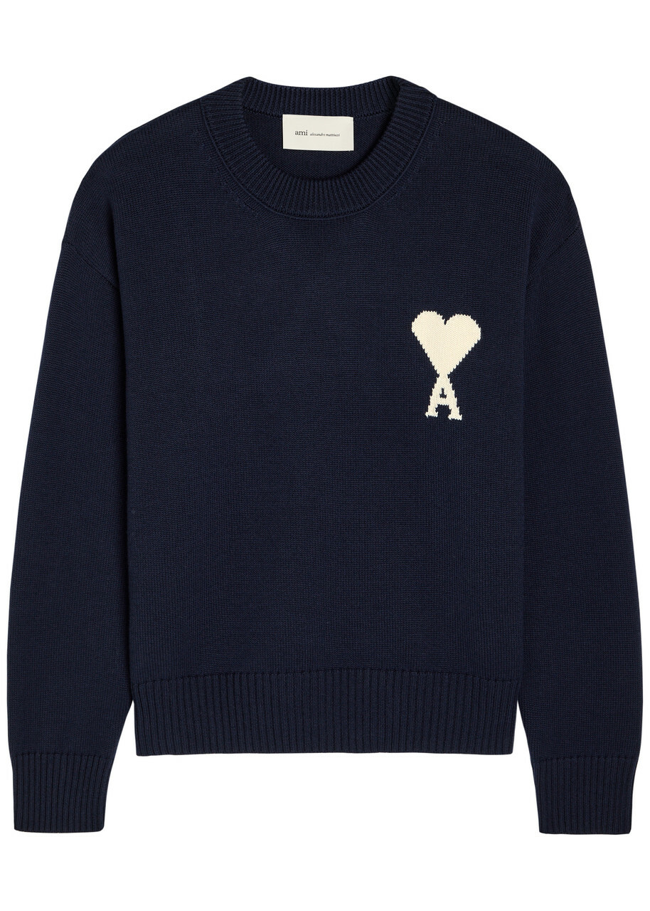 AMI Paris Blue Cropped Cardigan AMI