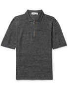 Inis Meáin - Linen and Cotton-Blend Half-Zip Polo Shirt - Gray
