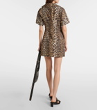 Ganni Leopard-print cotton wrap dress