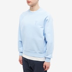 AMI Men's Tonal A Heart Crew Sweat in Sky Blue