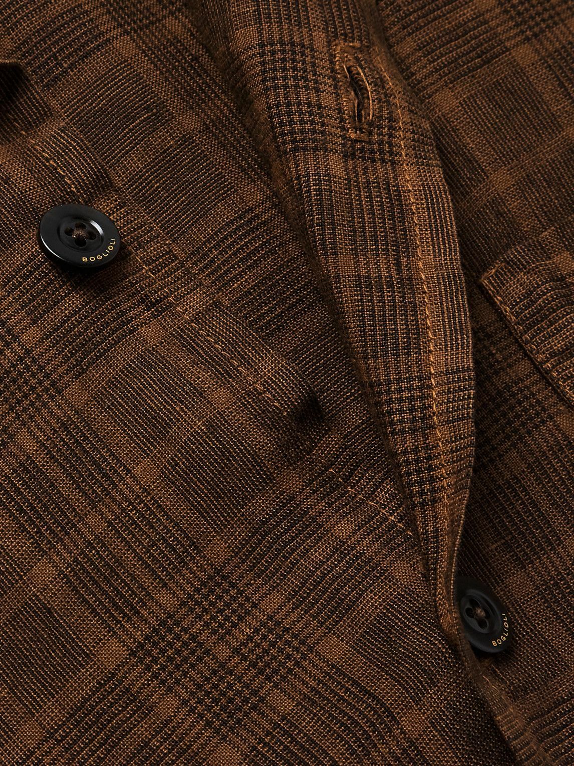 Boglioli - Camp-Collar Checked Linen Overshirt - Brown