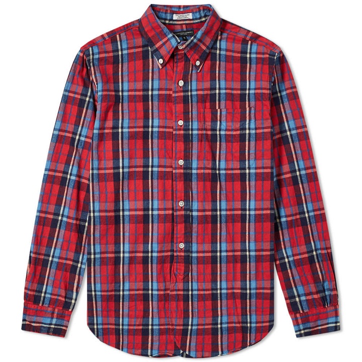 Photo: Engineered Garments 19th Century Button Down Shirt Red & Blue Brushed Plaid