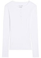 Nili Lotan Jordan Henley Ribbed Cotton top White