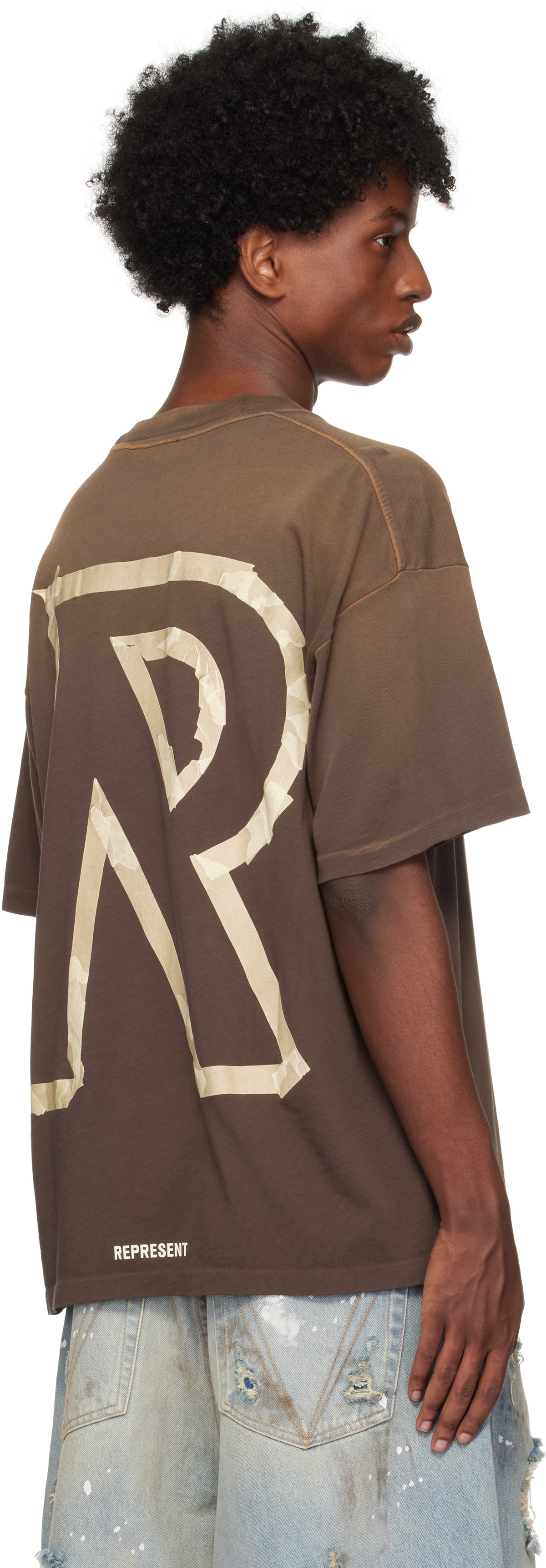 Represent Brown Masking Tape Initial T-shirt Represent