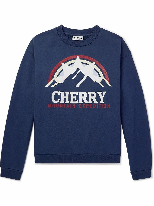Photo: Cherry Los Angeles - Mountain Expedition Logo-Print Cotton-Jersey Sweatshirt - Blue