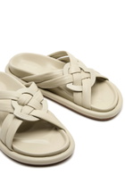 Moncler Bell Woven Leather Sliders Ivory