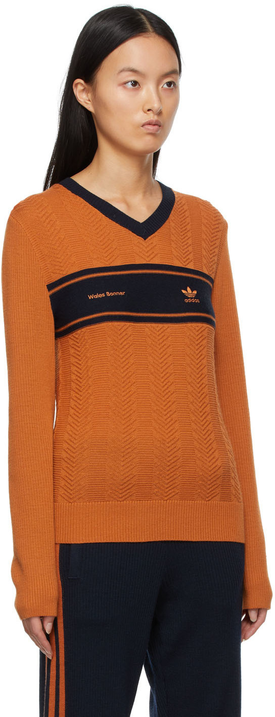 Wales Bonner Orange adidas Originals Edition Knit V-Neck T-Shirt