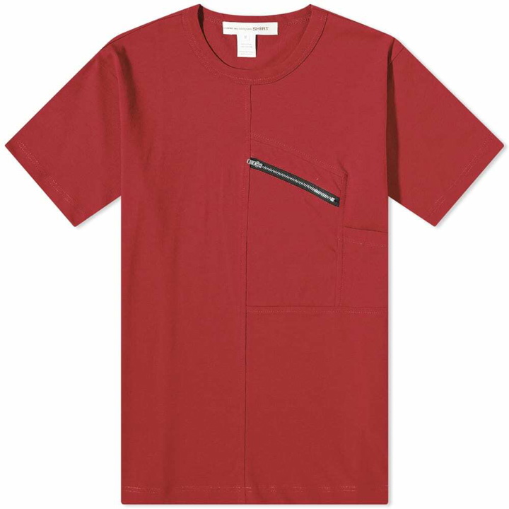 Photo: Comme des Garçons SHIRT Men's Zip Pocket Tee in Burgundy