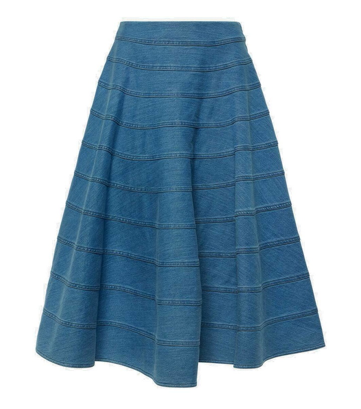 Photo: Altuzarra Grace paneled denim midi skirt