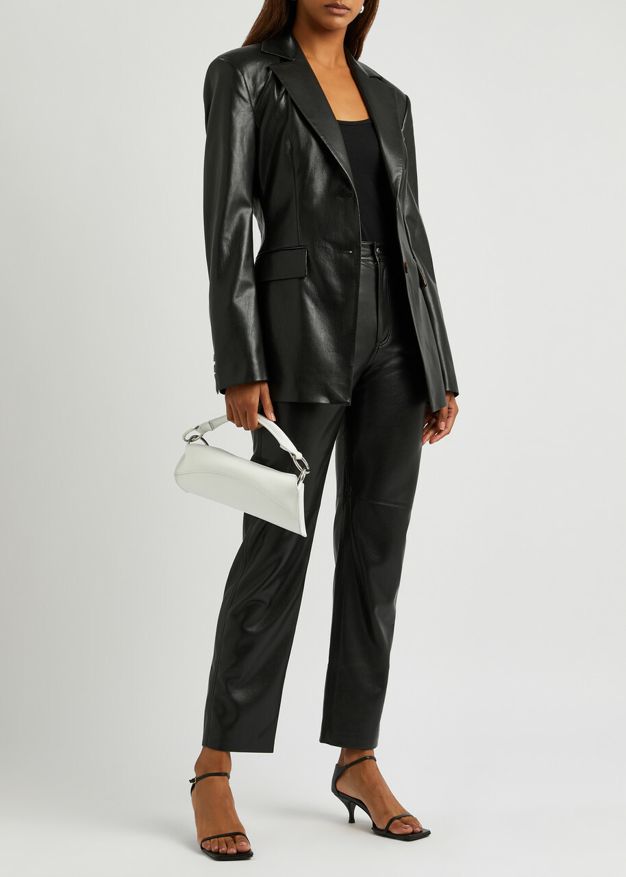 Nanushka Hathi Faux Leather Blazer Black