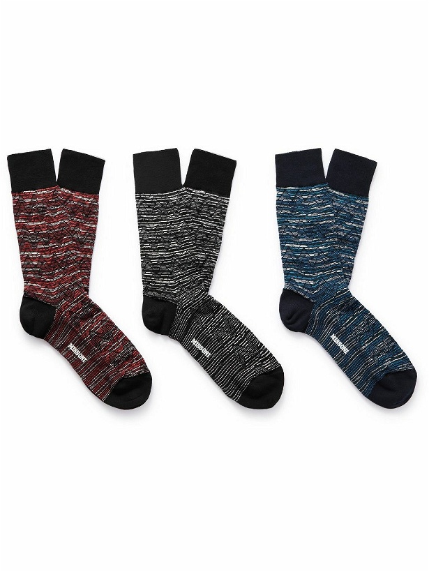 Photo: Missoni - Three-Pack Striped Cotton-Blend Jacquard Socks - Multi