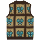 Awake NY Butterfly Sweater Vest in Brown/Yellow