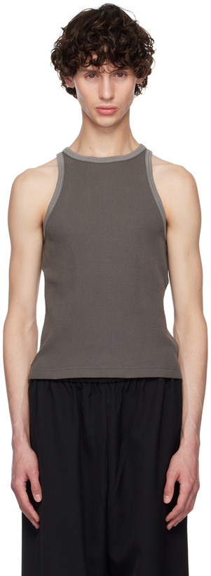 Photo: Acne Studios Gray Fitted Garment-Dyed Tank Top