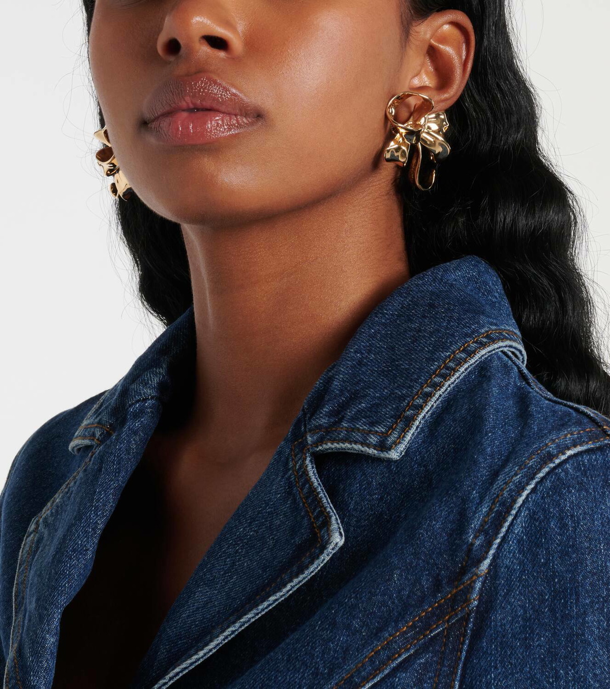 Self-Portrait Bow 18kt gold-plated earrings
