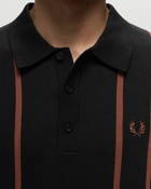 Fred Perry Vertical Stripe Knitted Shirt Black - Mens - Polos