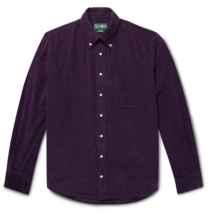 Photo: Gitman Vintage - Button-Down Collar Cotton-Corduroy Shirt - Purple