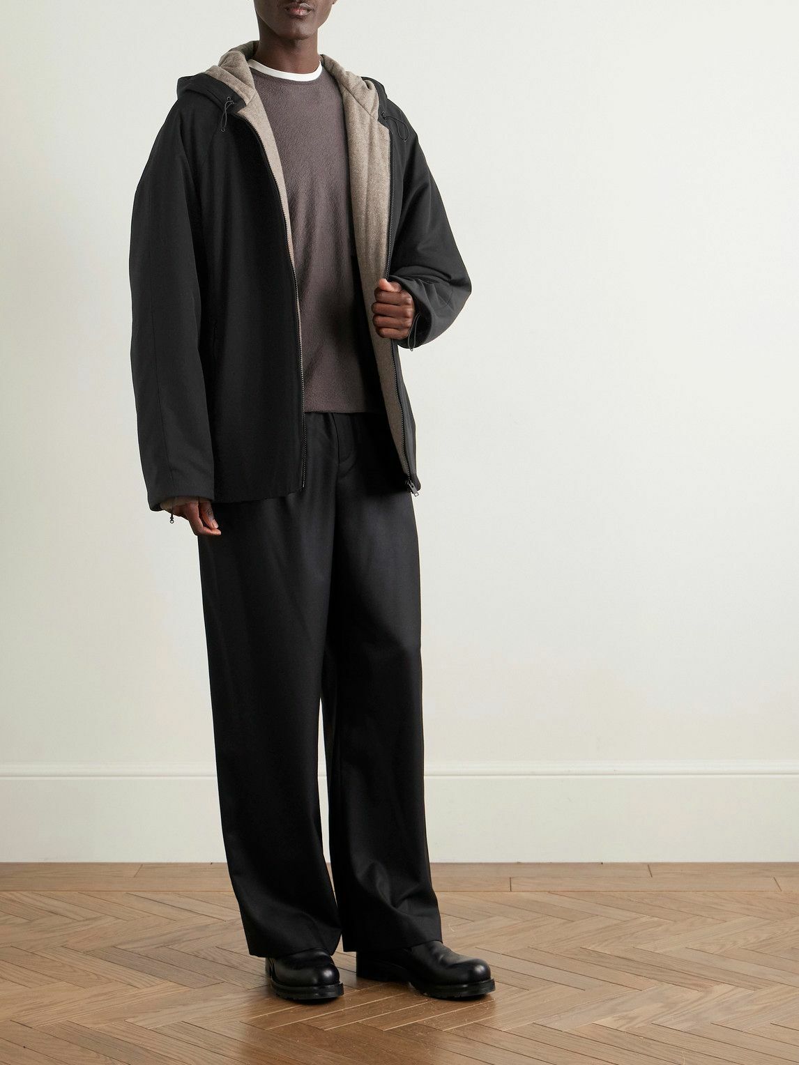 The Row - Horatio Padded Wool-Twill Hooded Coat - Black The Row