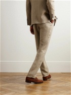 Kingsman - Argylle Slim-Fit Straight-Leg Herringbone Linen Trousers - Neutrals