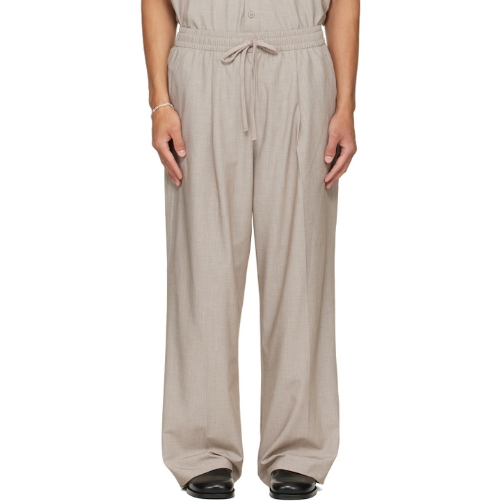 Photo: Fear of God ESSENTIALS Gray Pleat Front Drawstring Trousers