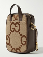 GUCCI - Full-Grain Leather-Trimmed Monogrammed Canvas Messenger Bag