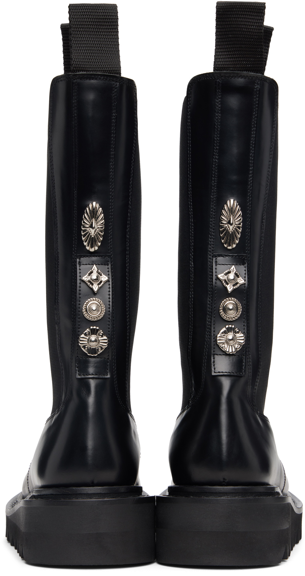 Toga Pulla SSENSE Exclusive Black Mid Calf Leather Chelsea Boots
