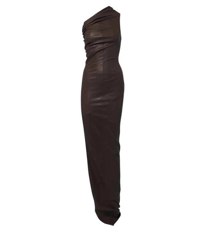 Photo: Rick Owens Athena asymmetric draped leather gown