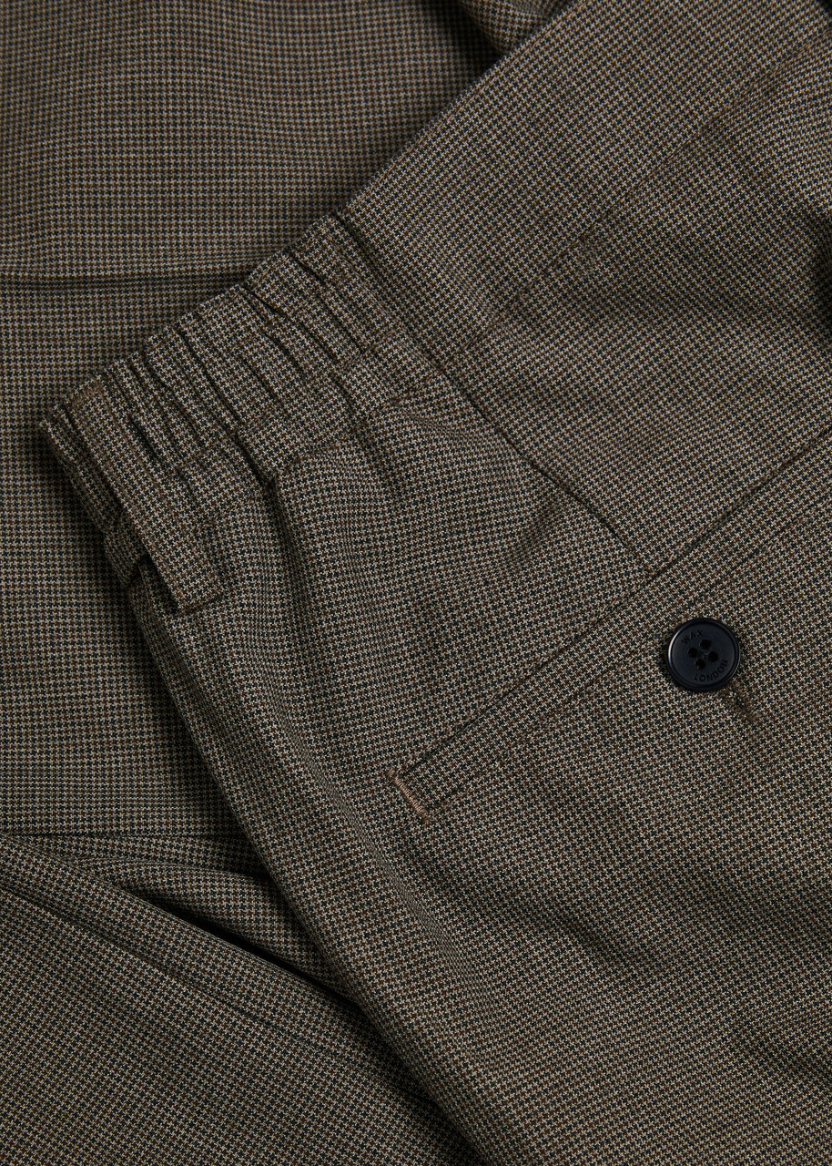 Wax London Bayham Houndstooth Tapered-leg Trousers Brown
