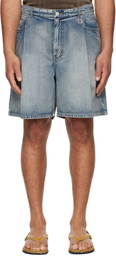 WOOYOUNGMI Blue One Tuck Denim Shorts