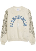 Warren Lotas Distressed Applique Logo Cotton-blend Sweatshirt Off White